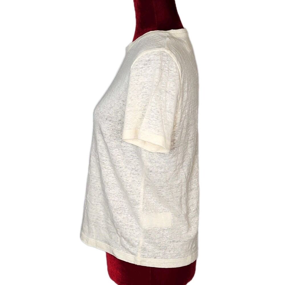 J. Crew Relaxed Textured Cream Linen Minimalist Short Sleeve T Shirt Size XS NWT - Picture 3 of 9
